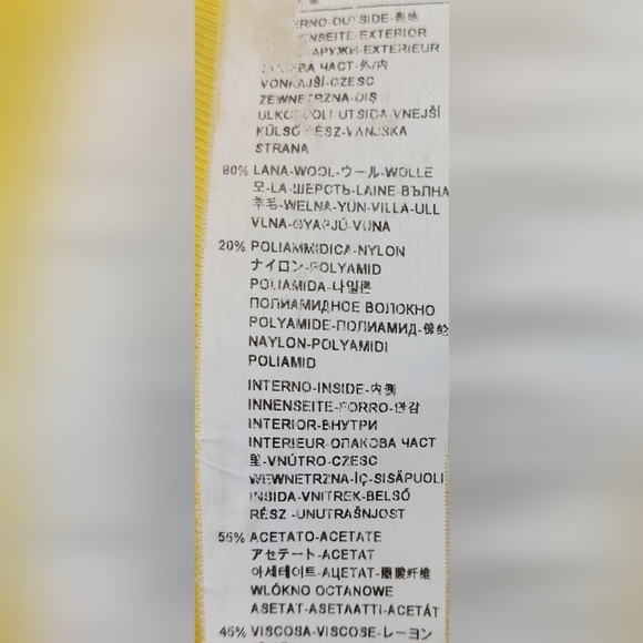 United Colors Of Benetton Duffle Coat Womens Size 6 Yellow Jacket Full Zip Wool - Picture 11 of 11